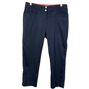 Tail Women's Golf Pants Navy Blue Crop Length Silver Snap Detail SZ2 Performance